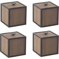 Pamono Smoked Oak Frame Boxes by Lassen, Set of 4