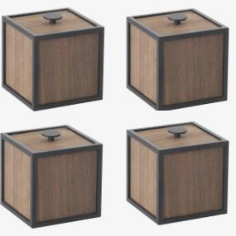 Pamono Smoked Oak Frame Boxes by Lassen, Set of 4
