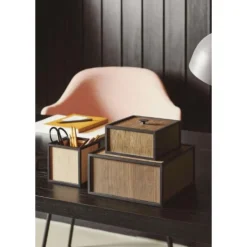Pamono Smoked Oak Frame Boxes by Lassen, Set of 4