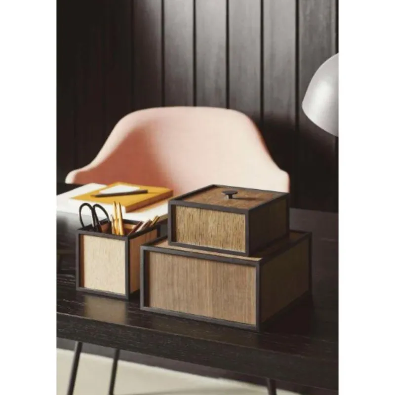Pamono Smoked Oak Frame Boxes by Lassen, Set of 4