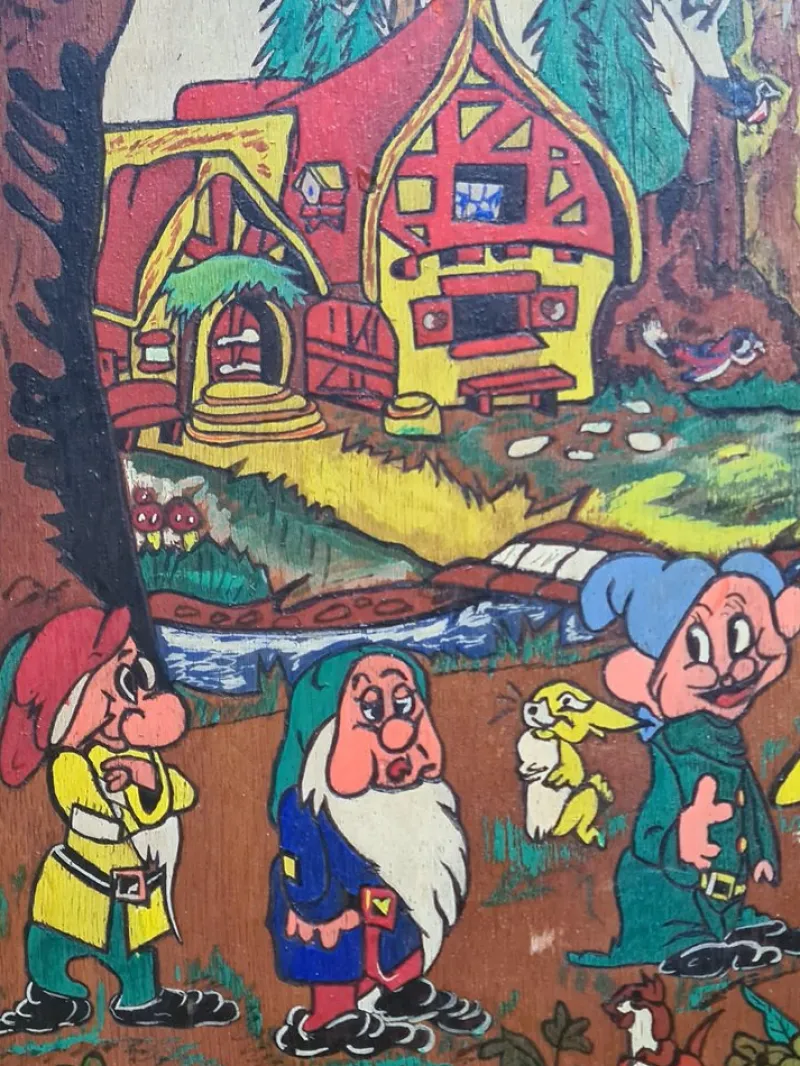 Pamono Snow White and the Seven Dwarfs, 1950s, Oil on Panel> Painting