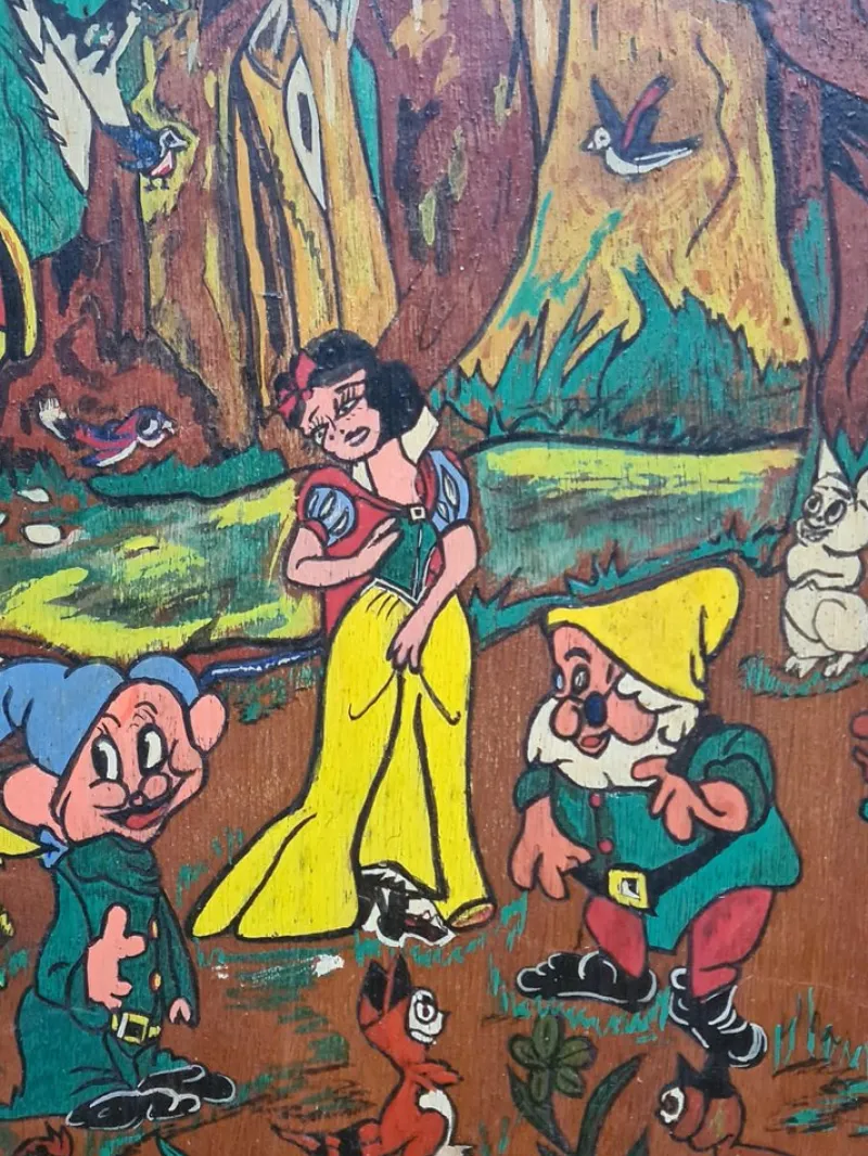 Pamono Snow White and the Seven Dwarfs, 1950s, Oil on Panel> Painting