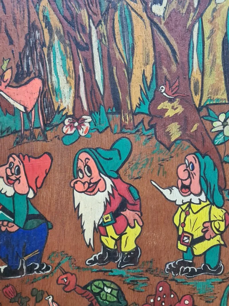Pamono Snow White and the Seven Dwarfs, 1950s, Oil on Panel> Painting