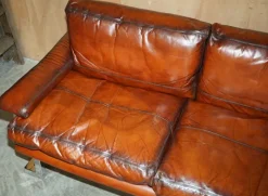 Pamono Sofa and Armchair Suite in Leather and Chrome, Set of 4><noscript><img width=
