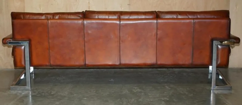 Pamono Sofa and Armchair Suite in Leather and Chrome, Set of 4> Living Room Sets