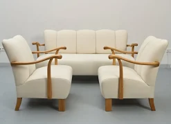 Pamono Sofa and Armchairs by Jindrich Halabala, 1930s, Set of 3> Living Room Sets