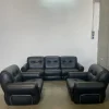Outlet Pamono Sofa and Armchairs in Black Leather by Adriano Piazzesi, 1980s, Set of 3