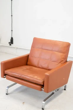 Pamono Sofas in Cognac Leather attributed to Paul Kjaerholm for Kold Christensen, 1970s, Set of 3><noscript><img width=