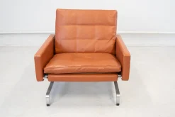 Pamono Sofas in Cognac Leather attributed to Paul Kjaerholm for Kold Christensen, 1970s, Set of 3><noscript><img width=