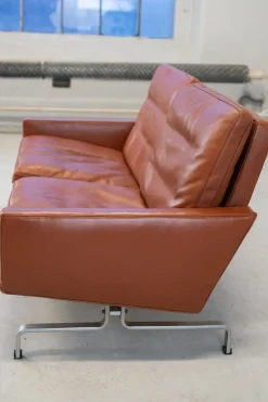 Pamono Sofas in Cognac Leather attributed to Paul Kjaerholm for Kold Christensen, 1970s, Set of 3><noscript><img width=