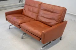 Pamono Sofas in Cognac Leather attributed to Paul Kjaerholm for Kold Christensen, 1970s, Set of 3><noscript><img width=