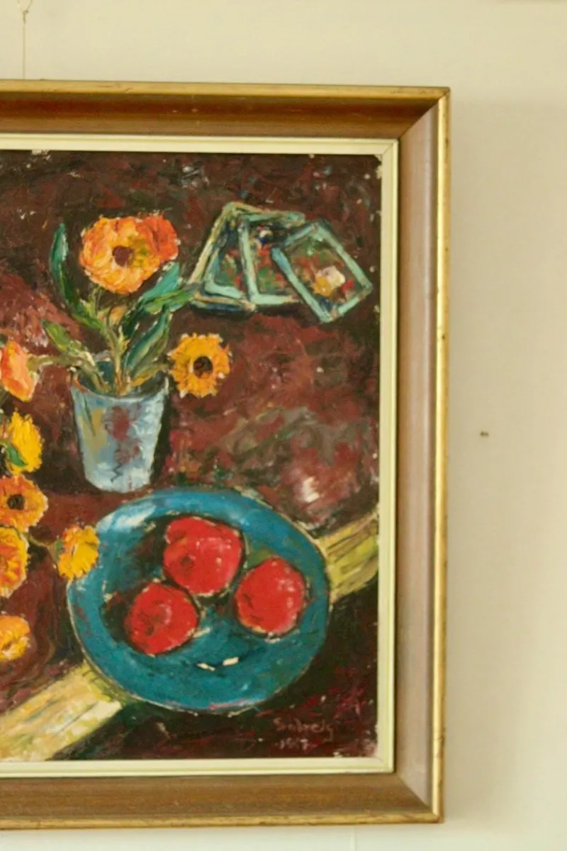 Pamono Solveig, Still Life, Oil on Panel, Mid-20th Century, Framed> Mid-Century