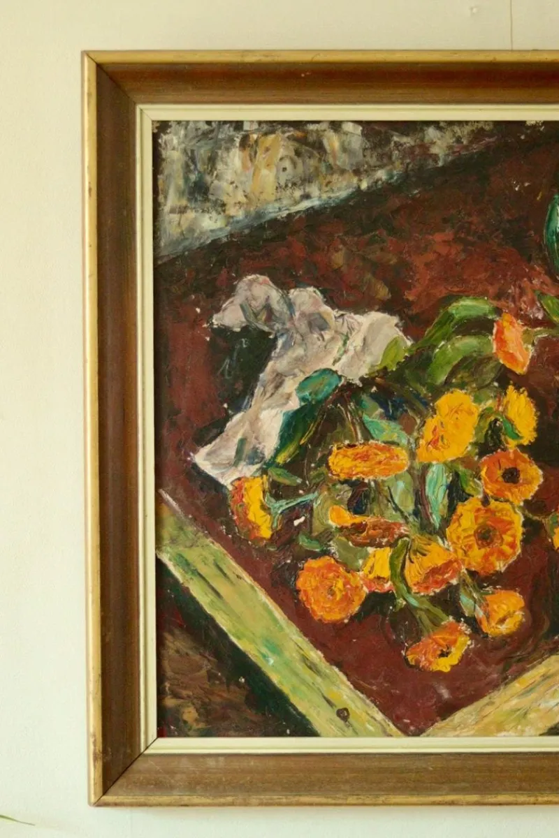Pamono Solveig, Still Life, Oil on Panel, Mid-20th Century, Framed> Mid-Century