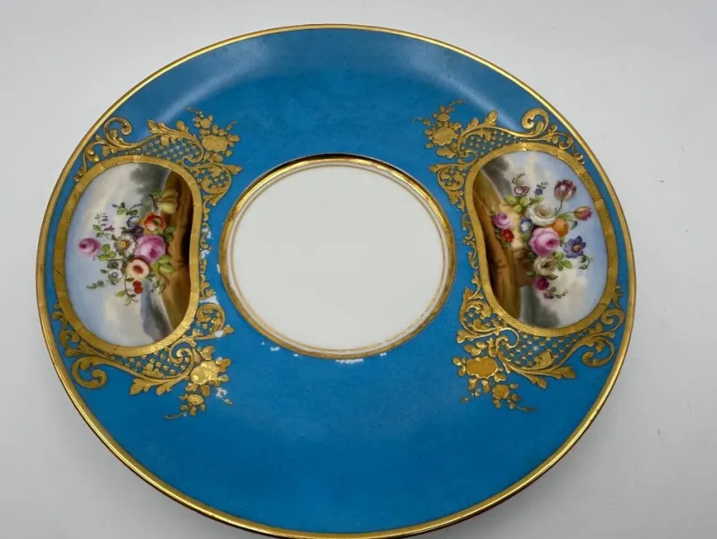 Outlet Pamono Soup Bowl with Saucer in Porcelain from Sèvres, Set of 2