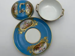 Outlet Pamono Soup Bowl with Saucer in Porcelain from Sèvres, Set of 2