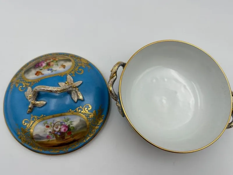 Outlet Pamono Soup Bowl with Saucer in Porcelain from Sèvres, Set of 2