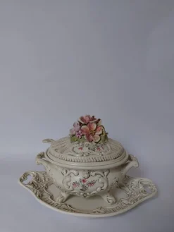 Pamono Soup Tureen with Ladle by V. Bassano, Italy, 1960, Set of 3> Serving Dishes