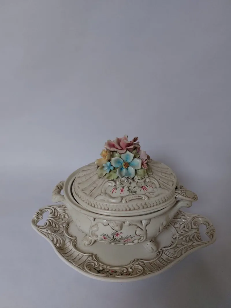 Pamono Soup Tureen with Ladle by V. Bassano, Italy, 1960, Set of 3> Serving Dishes