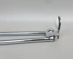 Pamono Space Age Bathroom Set in Chrome-plated Brass and Porcelain, 1970s, Set of 4><noscript><img width=