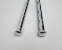 Pamono Space Age Bathroom Set in Chrome-plated Brass and Porcelain, 1970s, Set of 4><noscript><img width=