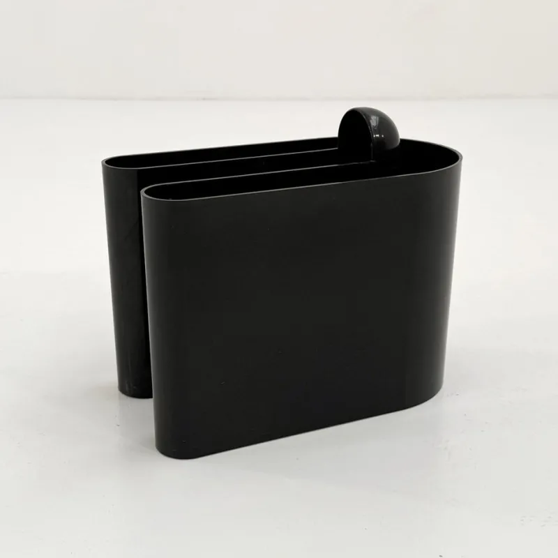 Pamono Space Age Black Magazine Rack by Rodolfo Bonetto for Bilumen, 1970s> Magazine Racks