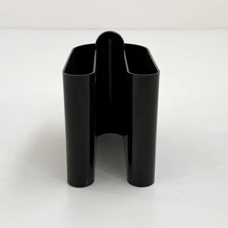 Pamono Space Age Black Magazine Rack by Rodolfo Bonetto for Bilumen, 1970s> Magazine Racks