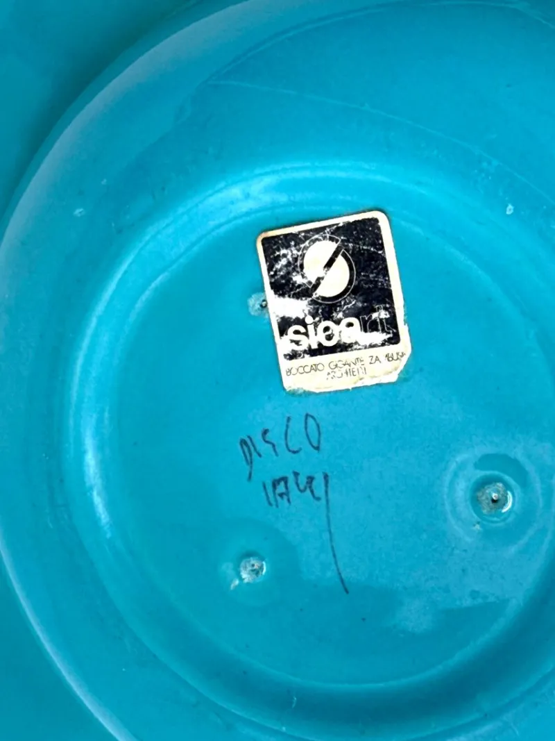 Hot Pamono Space Age Blue Ceramic Disco Bowl from Sicart, Italy, 1970s