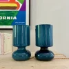 Pamono Space Age Blue Glass Bedside Lamps, 1980, Set of 2> Table Lamps