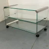 Outlet Pamono Space Age Glass Trolley Side Table from Gallotti & Radice, Italy, 1970s