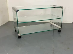 Outlet Pamono Space Age Glass Trolley Side Table from Gallotti & Radice, Italy, 1970s