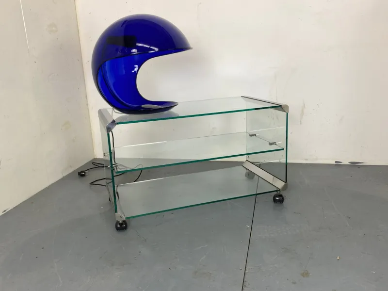 Outlet Pamono Space Age Glass Trolley Side Table from Gallotti & Radice, Italy, 1970s