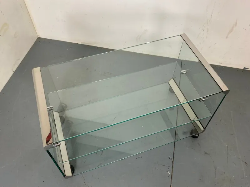 Outlet Pamono Space Age Glass Trolley Side Table from Gallotti & Radice, Italy, 1970s
