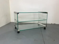 Outlet Pamono Space Age Glass Trolley Side Table from Gallotti & Radice, Italy, 1970s