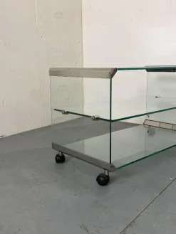 Outlet Pamono Space Age Glass Trolley Side Table from Gallotti & Radice, Italy, 1970s