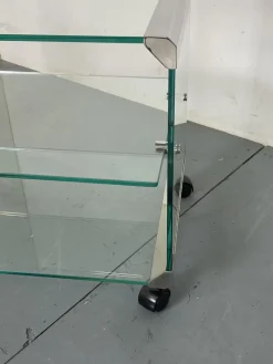 Outlet Pamono Space Age Glass Trolley Side Table from Gallotti & Radice, Italy, 1970s