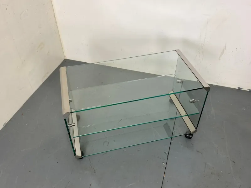 Outlet Pamono Space Age Glass Trolley Side Table from Gallotti & Radice, Italy, 1970s