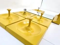 New Pamono Space Age Illuminated Quadro Modular Wall Panel Coat Rack System with Mirror and Console by Jürgen Lange for Schönbuch, West Germany, 1960s, Set of 7