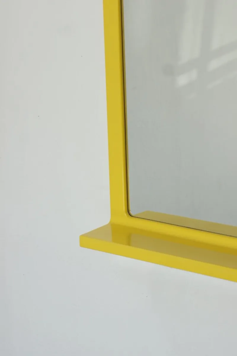 Pamono Space Age Illuminated Yellow Wall Mirror by Makio Hasuike, Italy, 1980s> Mirrors