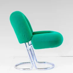 Outlet Pamono Space Age Italian Modern Desk Chair in Green Velvet and Chromed Metal, 1970s