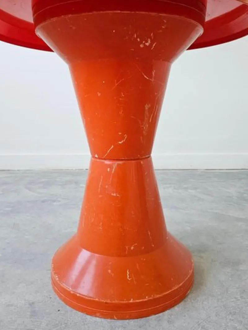 Pamono Space Age Orange Patio Table Model Diablo by Kovinoplastika, Former Yugoslavia, 1970s> Garden Tables