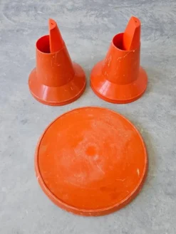 Pamono Space Age Orange Patio Table Model Diablo by Kovinoplastika, Former Yugoslavia, 1970s><noscript><img width=