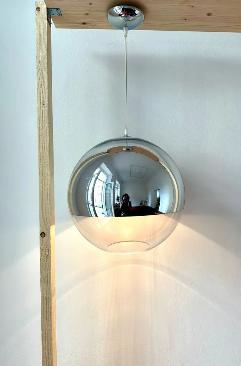 Pamono Space Age Pendant Lamp in Half-Mirrored Acrylic, 1970s> Ceiling Lights