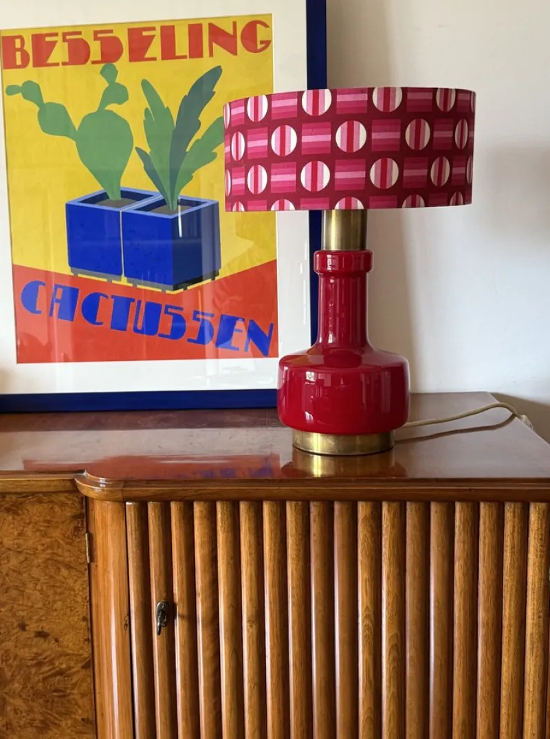 Pamono Space Age Red Glass Table Lamp, Italy, 1960s> Table Lamps