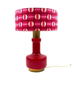Pamono Space Age Red Glass Table Lamp, Italy, 1960s><noscript><img width=