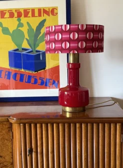 Pamono Space Age Red Glass Table Lamp, Italy, 1960s><noscript><img width=