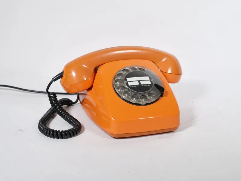 Pamono Space Age Rotary Dial Telephone Orange from Siemens, 1970s