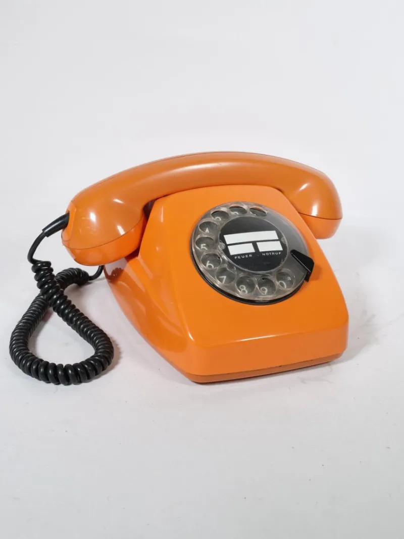 Pamono Space Age Rotary Dial Telephone Orange from Siemens, 1970s