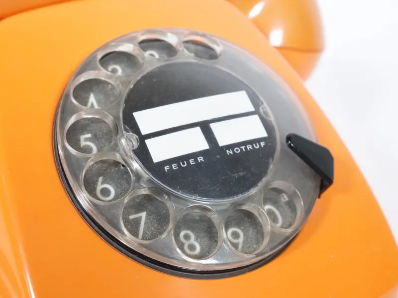 Pamono Space Age Rotary Dial Telephone Orange from Siemens, 1970s