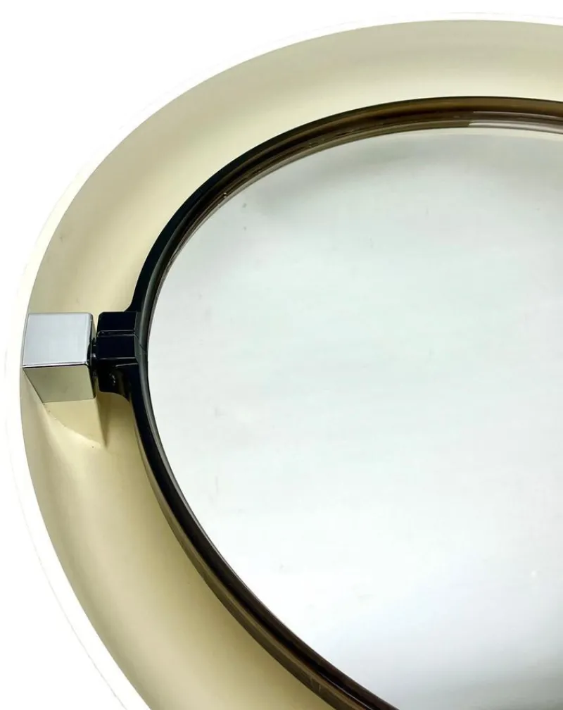 Outlet Pamono Space Age Round Mirror with Lighting Model A41 from Allibert, 1970s