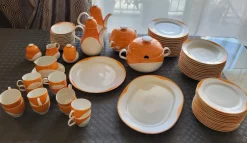 Hot Pamono Space Age Service in White and Orange Porcelain from Heinrich Bavaria, Germany, 1970s, Set of 73